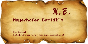 Mayerhofer Barlám névjegykártya